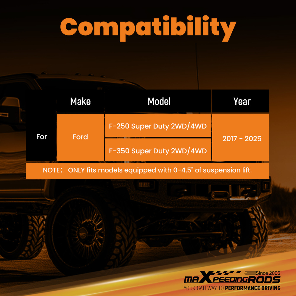 4WD Heavy Duty Shock compatible for Ford F-250 F-350 Super Duty 2017-2025 0-4.5 Lift