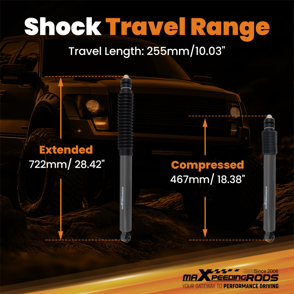 Front Lifted Shocks 2-4.5 compatible for Ford F-250 F-350 Super Duty 4WD 2005-2023 Pair