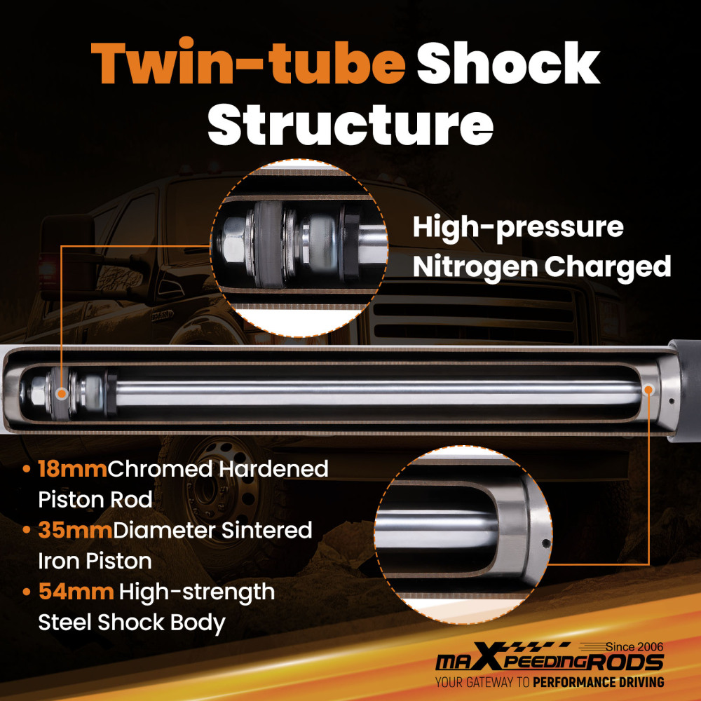 Rear Lift Shocks 2.5-4.5 compatible for Ford F-250 F-350 Super Duty 1999-2016 4WD RWD Pair