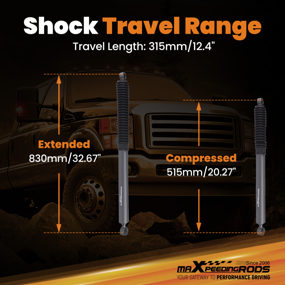 Rear Lift Shocks 2.5-4.5 compatible for Ford F-250 F-350 Super Duty 1999-2016 4WD RWD Pair