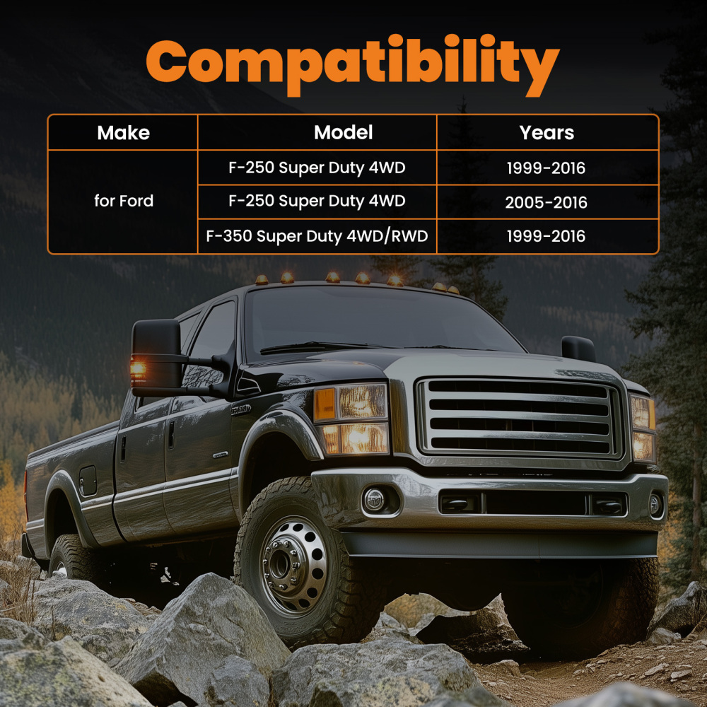 Rear Lift Shocks 2.5-4.5 compatible for Ford F-250 F-350 Super Duty 1999-2016 4WD RWD Pair