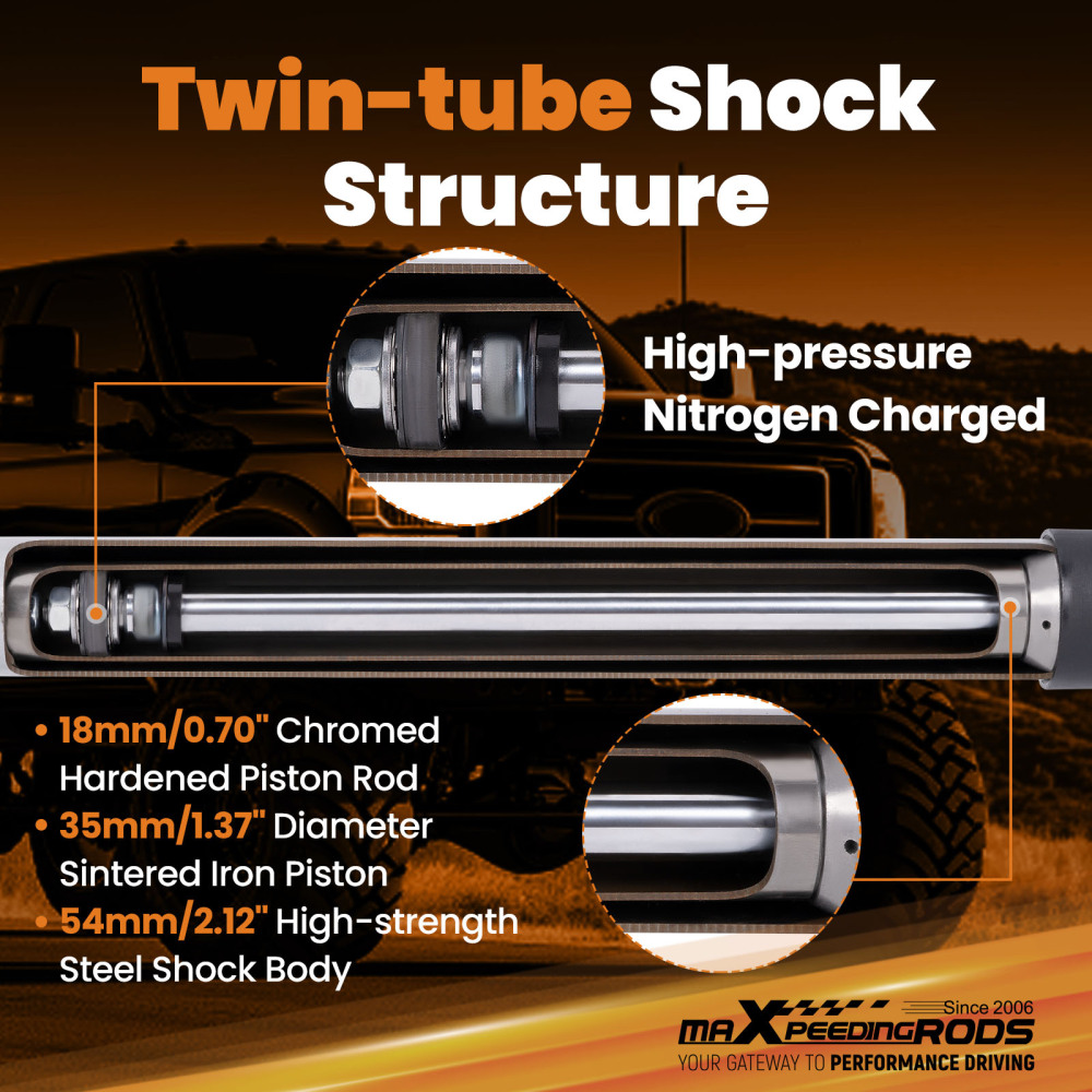 4WD Gas Lift Shock compatible for Ford F-250 F-350 Super Duty 1999-2016 5-7.5 Rear Height