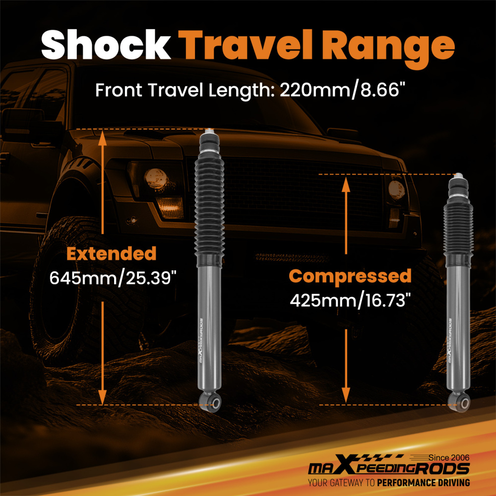 Front Shock compatible for Ford F-250 F-350 Super Duty 2005-2025 with 0-1.5 Lift Height