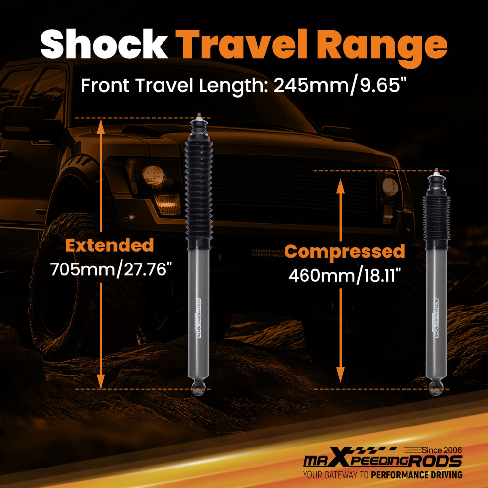 3.5-4 Lift G1 Front Shock Absorbers compatible for Jeep Grand Cherokee 1993-2004