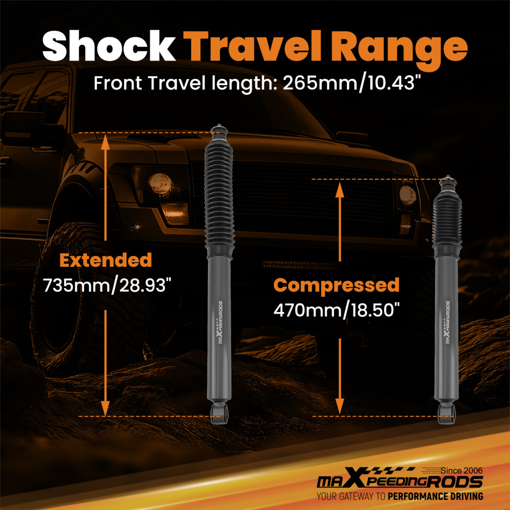 Pair Front Shock Absorbers compatible for Jeep Wrangler JK 2007-2018 with 3