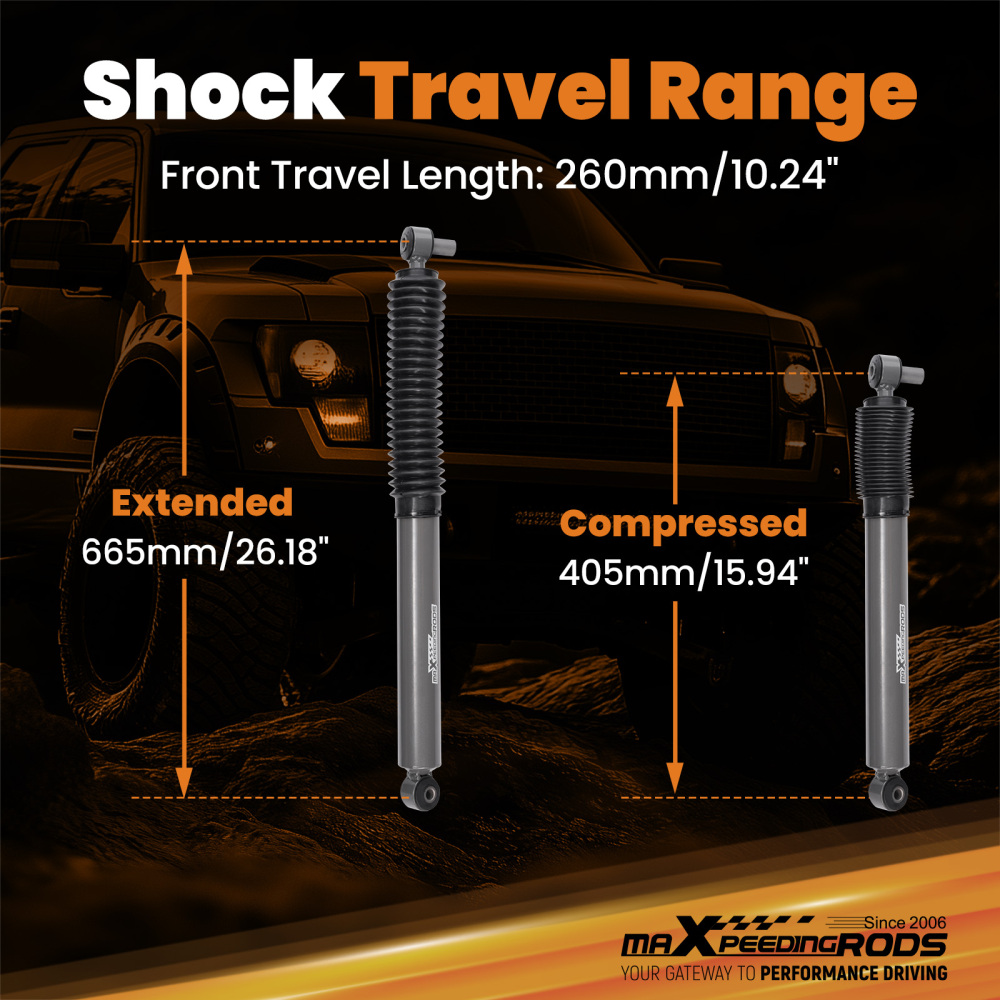 0-1.5 Lift Front Shock Absorbers compatible for Jeep Wrangler 4WD 2008-2024 Pair