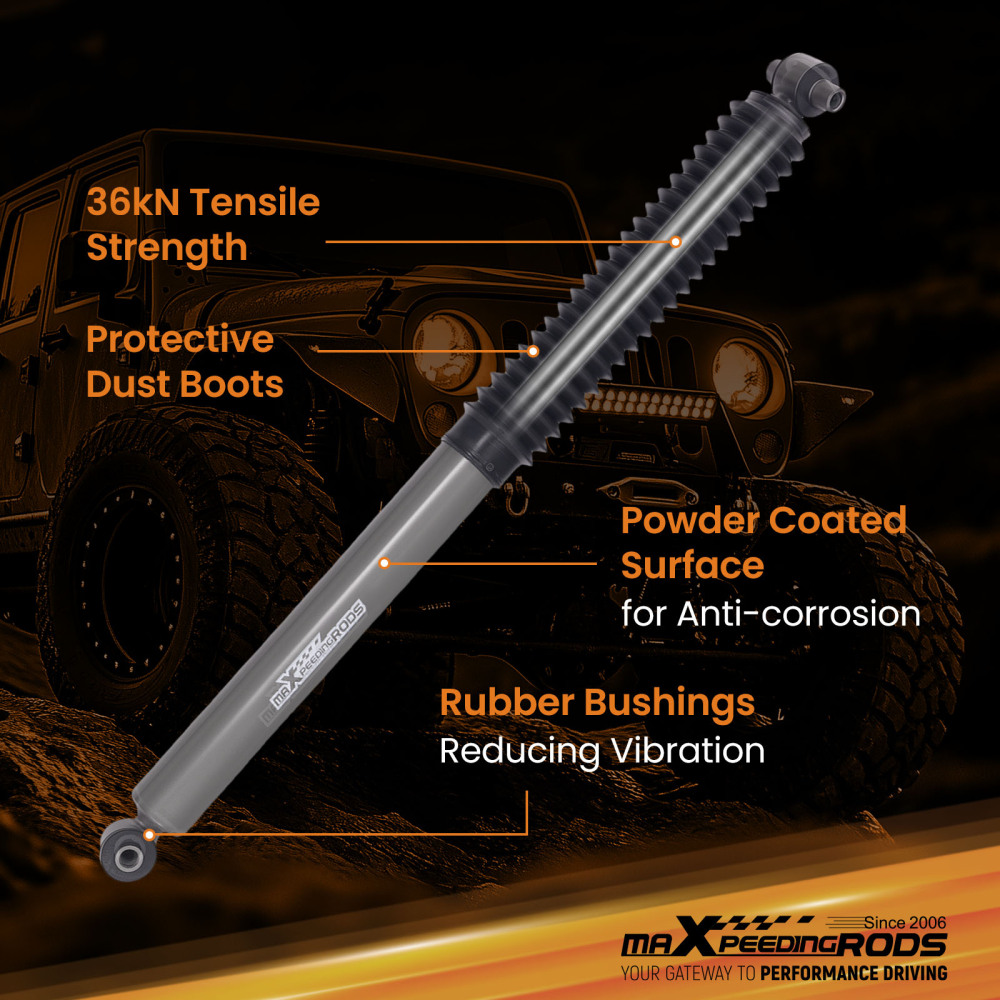 0-1 Lift Rear Shock Absorbers compatible for Jeep Wrangler 4WD 2018-2024 Powder coated