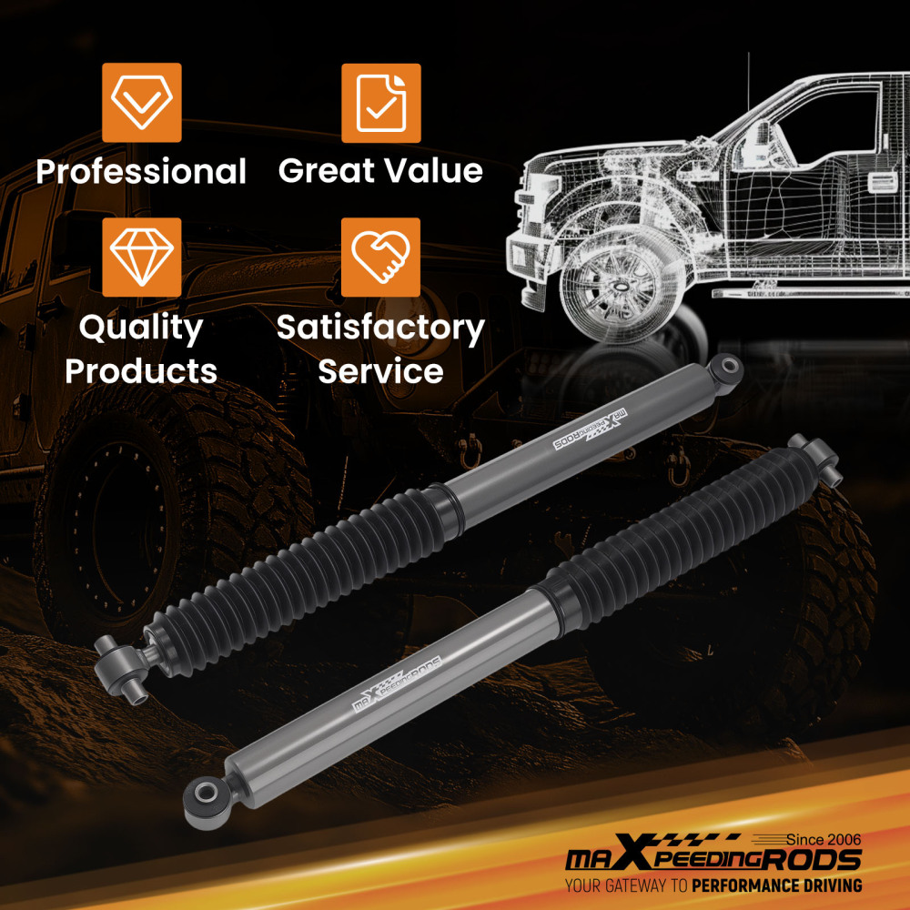 0-1 Lift Rear Shock Absorbers compatible for Jeep Wrangler 4WD 2018-2024 Powder coated