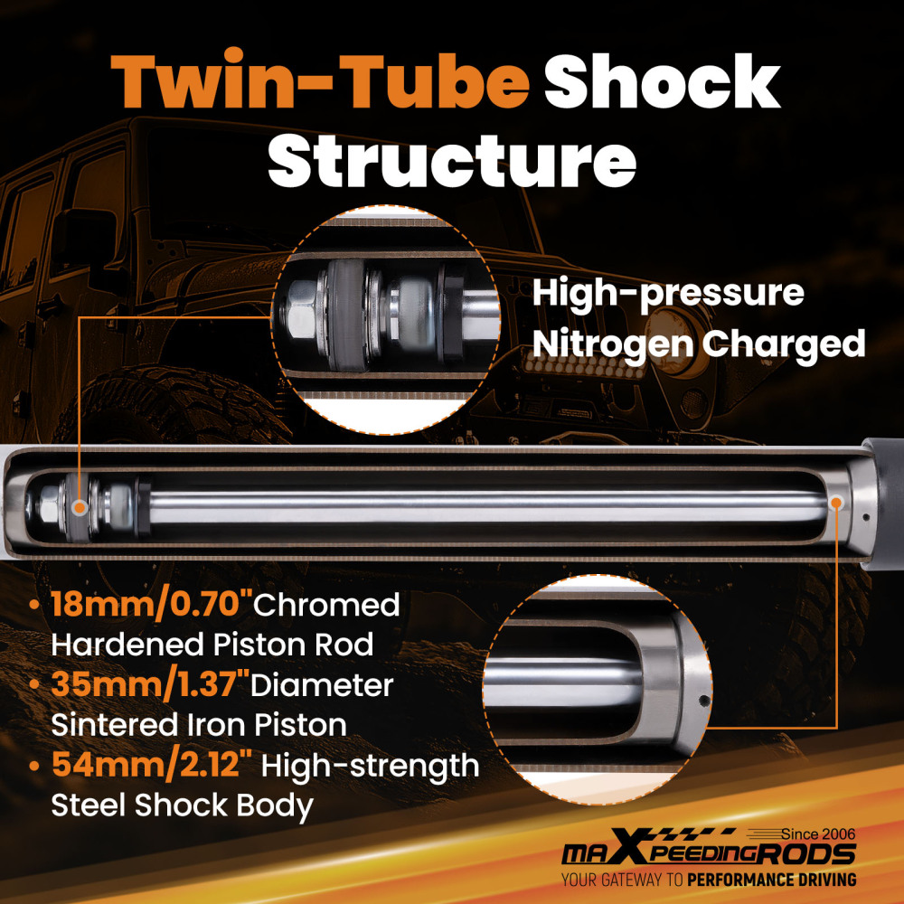 3.5-7.5 Lift Rear Shock compatible for Chevy/GMC Silverado/Sierra 2001-2025 twin-tube