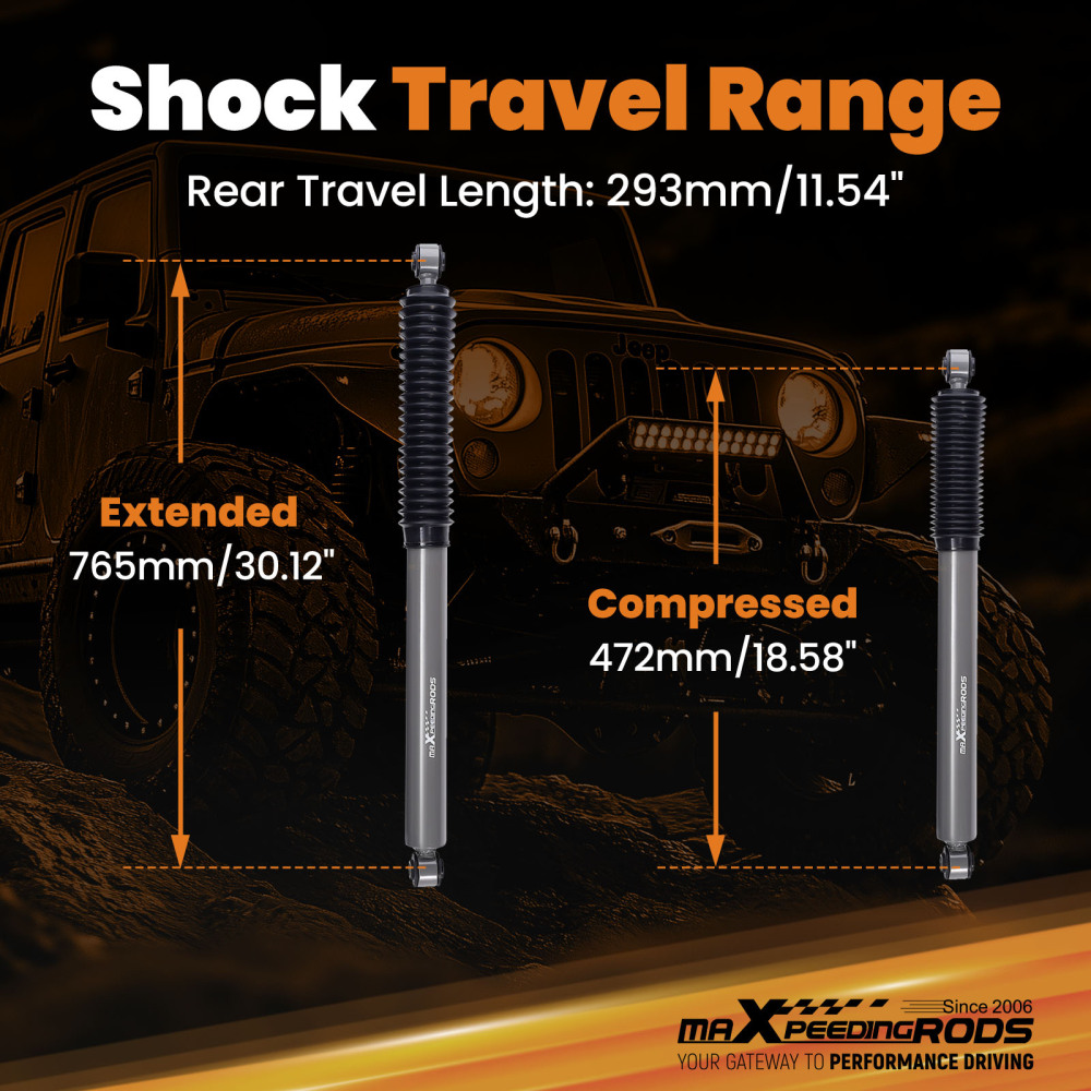 3.5-7.5 Lift Rear Shock compatible for Chevy/GMC Silverado/Sierra 2001-2025 twin-tube