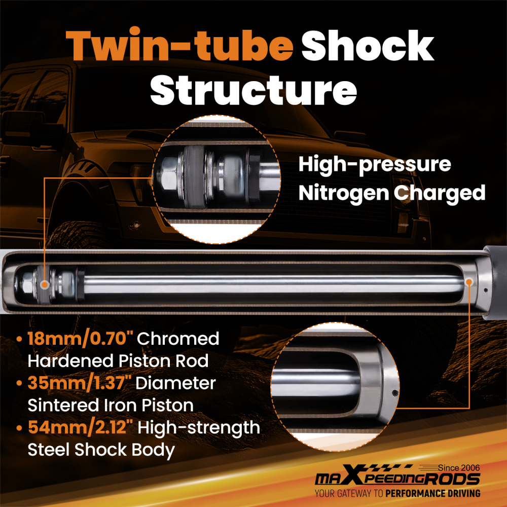 2-4.5inch Lift Rear Shock Absorbers compatible for Chevy/GMC S10/S15 Blazer/Jimmy 82-2005