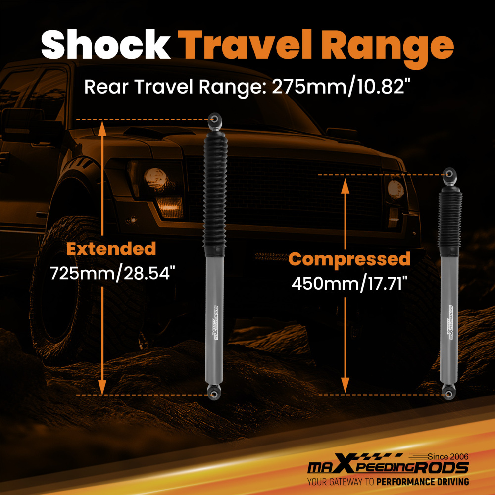 2.5-6 inch Rear Shock Absorbers compatible for Chevy Silverado GMC Sierra 1500 1999-2006