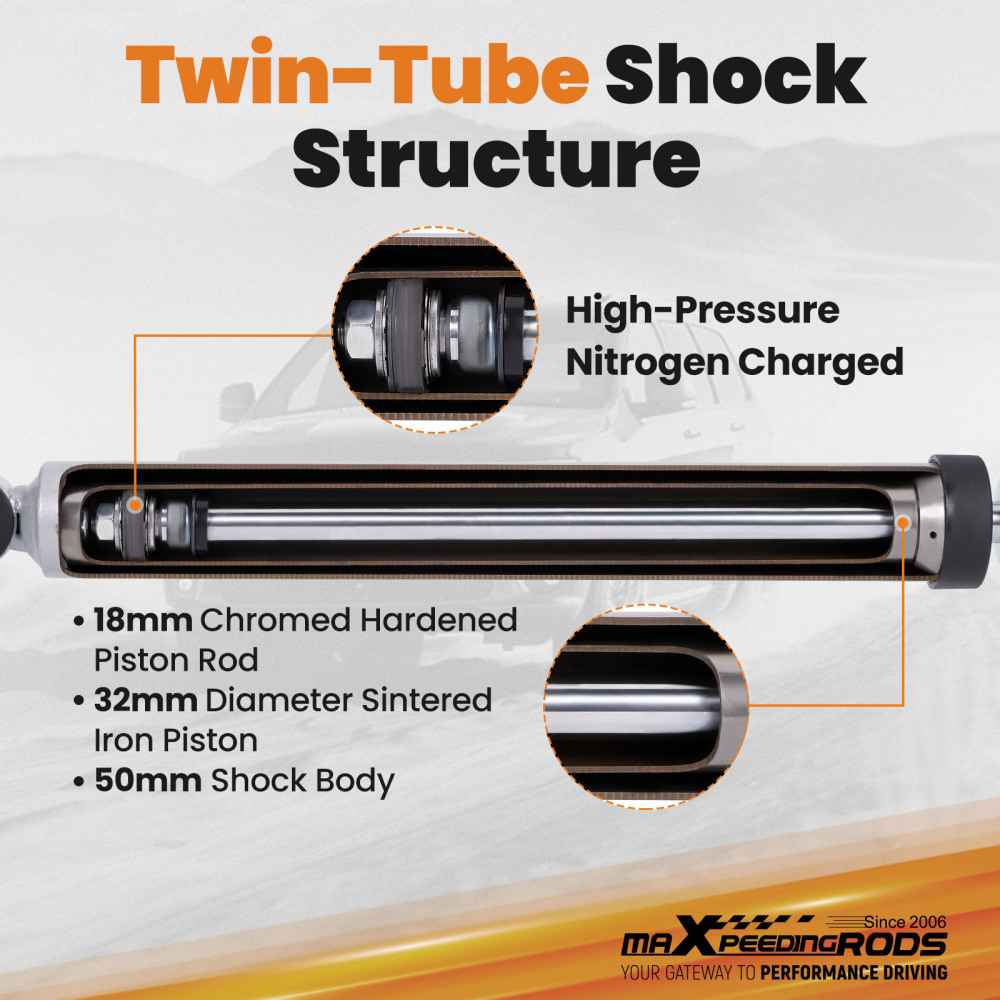 Heavy Duty Gas Shock Absorbers for Navara D22 DX,ST 4x4 Ute 4WD Front + Rear