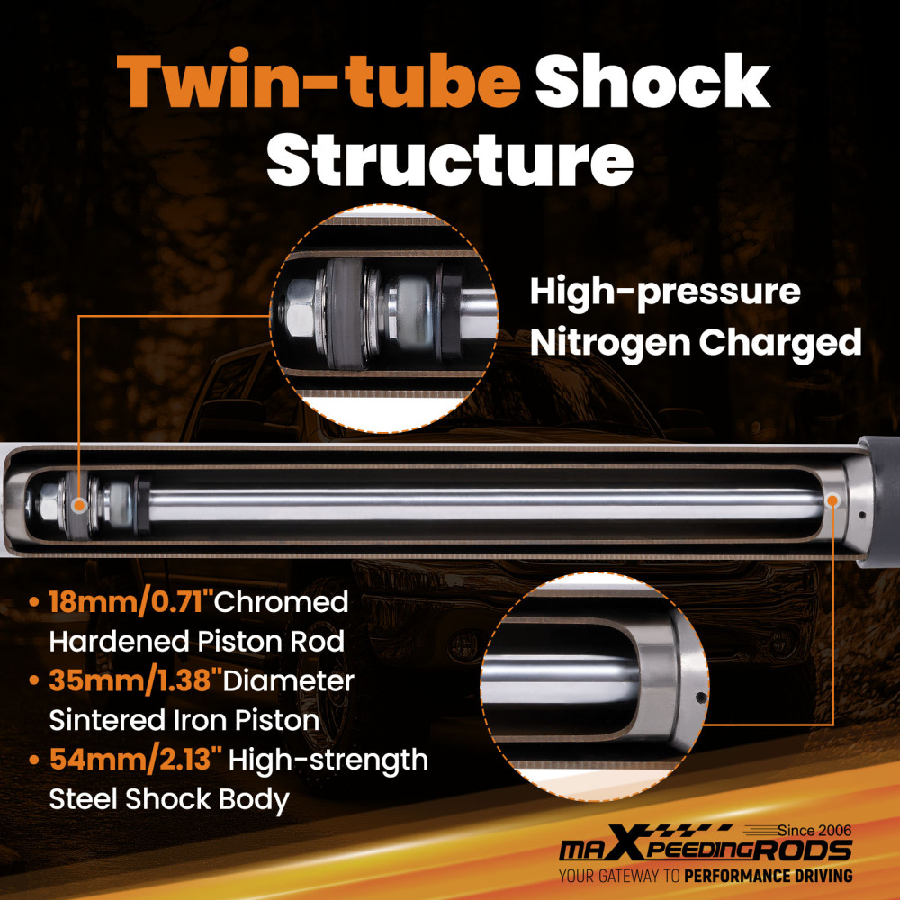 Front 0-1 Lift Shock Absorber compatible for Dodge Ram 1500 2WD 2002-2008 2PCS