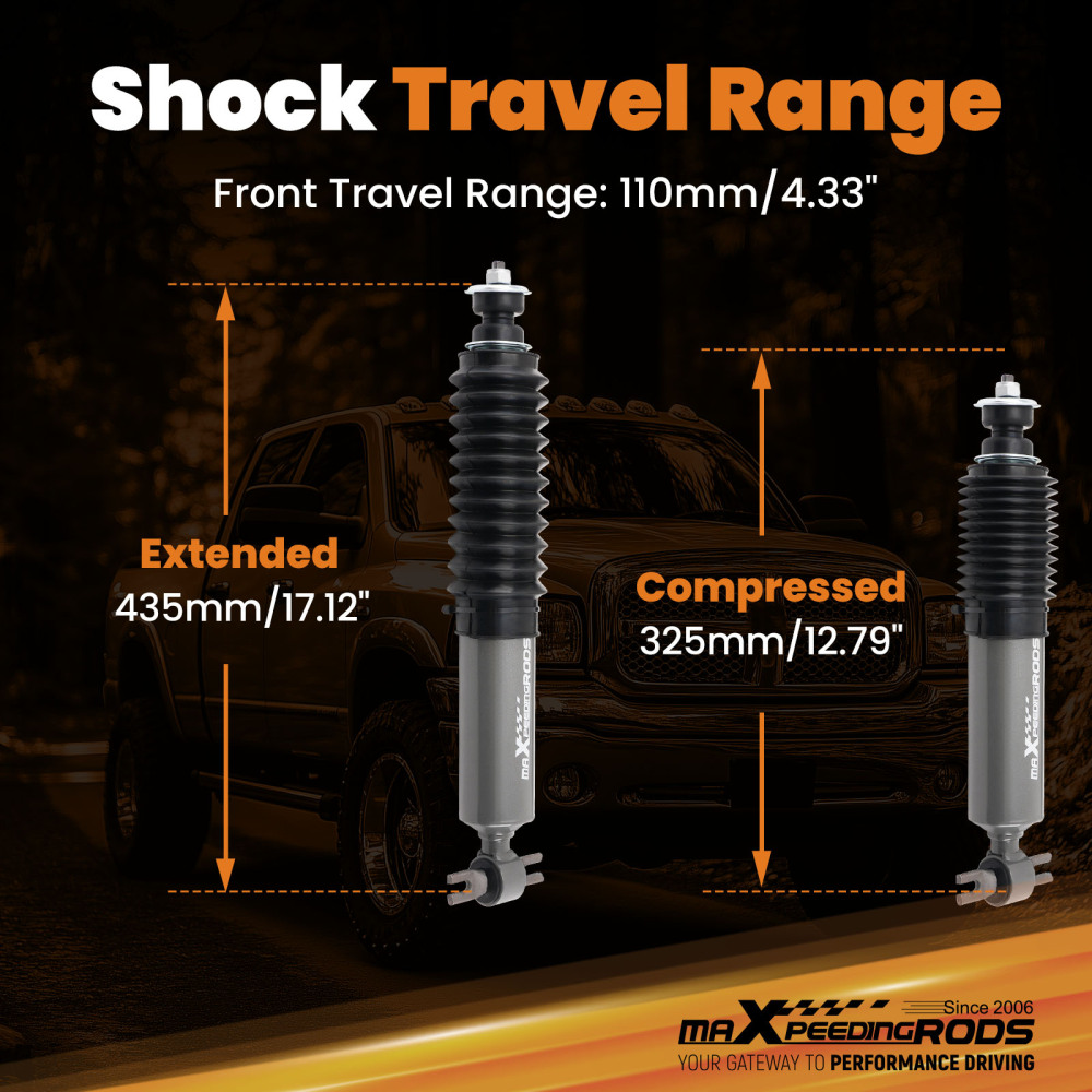 Front 0-1 Lift Shock Absorber compatible for Dodge Ram 1500 2WD 2002-2008 2PCS