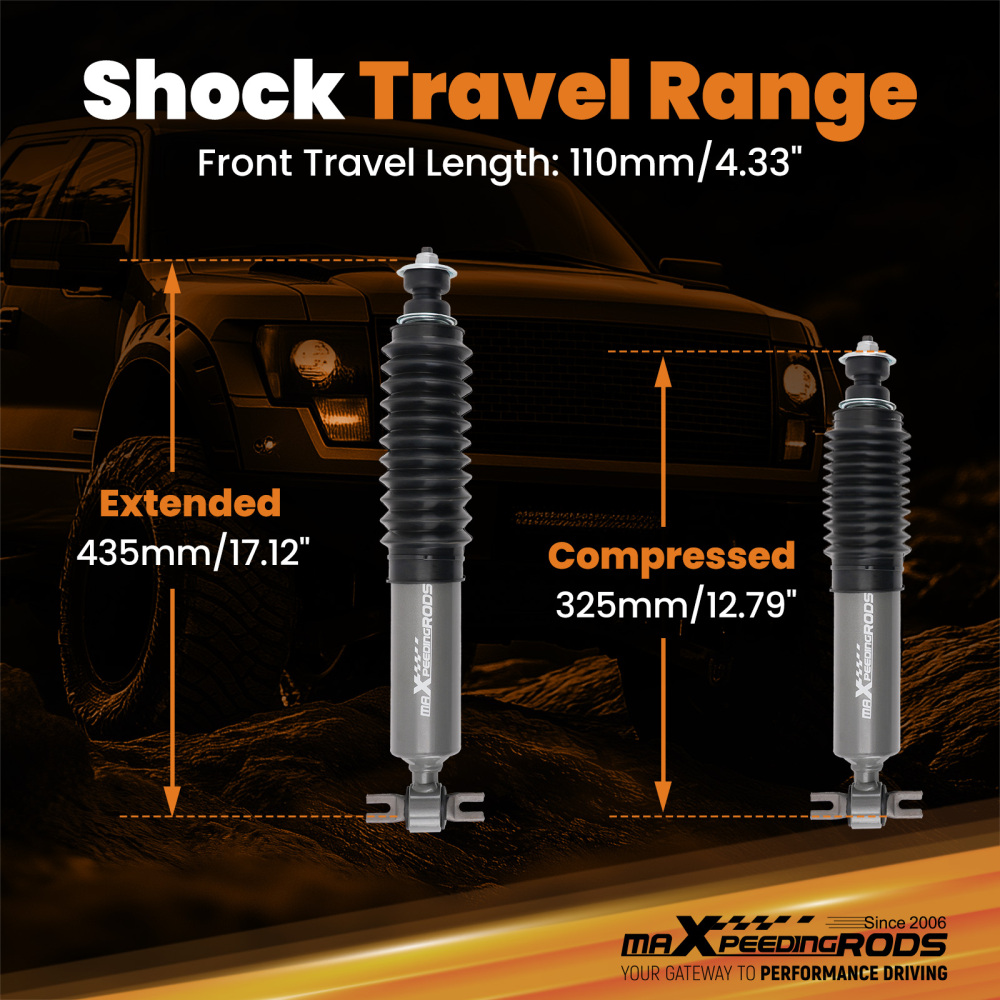 Front 0-1 Lift Shock Absorber compatible for Dodge Ram 1500 2WD 2002-2008 2PCS