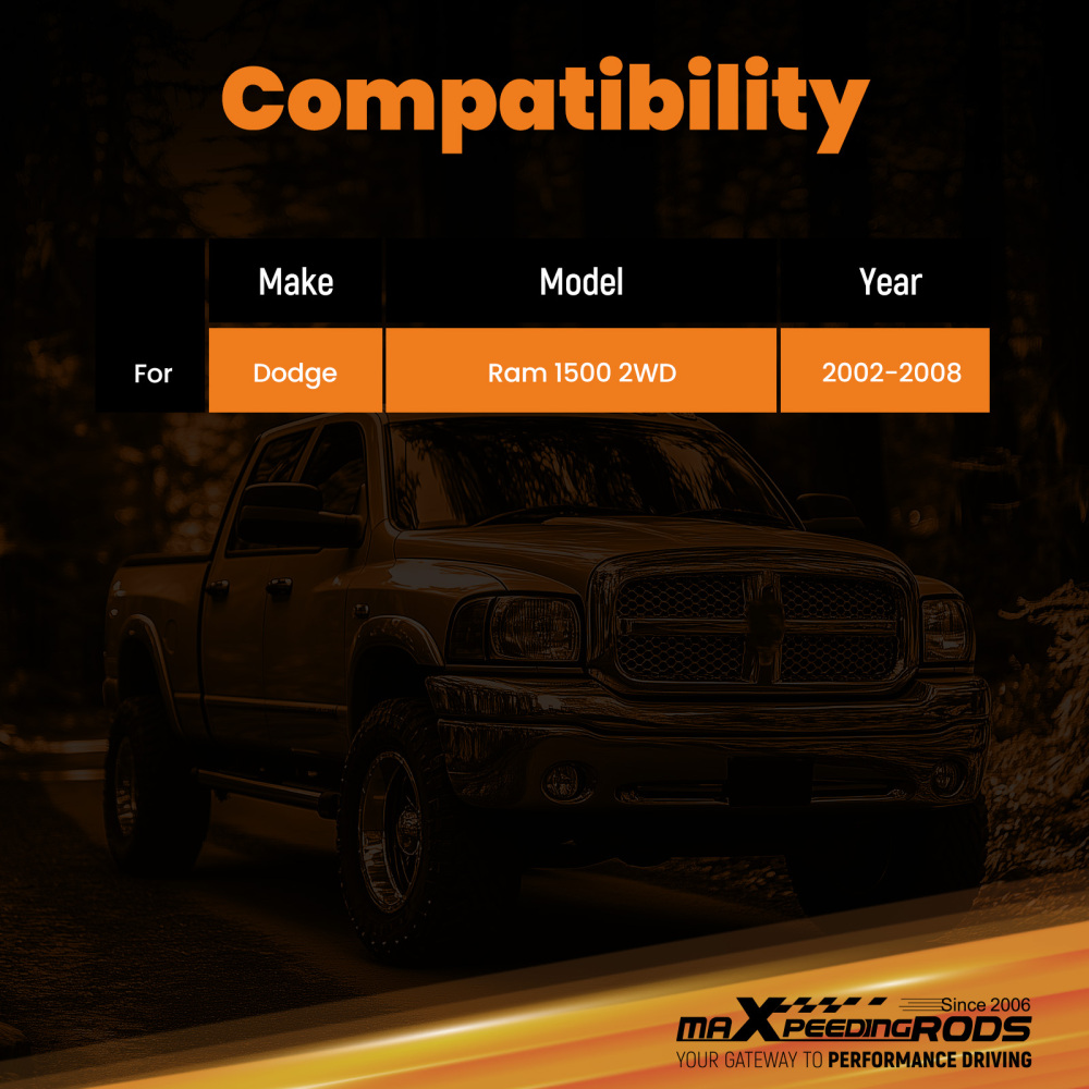 Front 0-1 Lift Shock Absorber compatible for Dodge Ram 1500 2WD 2002-2008 2PCS