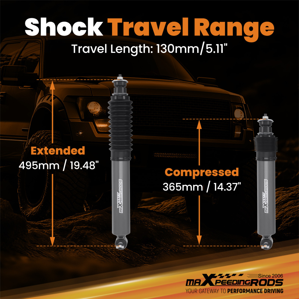 Heavy Duty Nitrogen Front Shocks for 2002-2008 compatible for Dodge Ram 1500 RWD 1.5-3 Lift