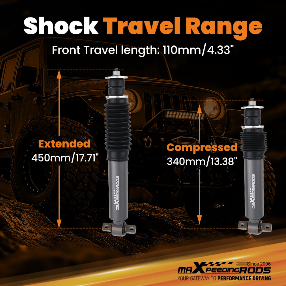 Front Shock Absorbers compatible for Ram 1500 2WD 2010-2018 Fit 0-2 Lift Kit