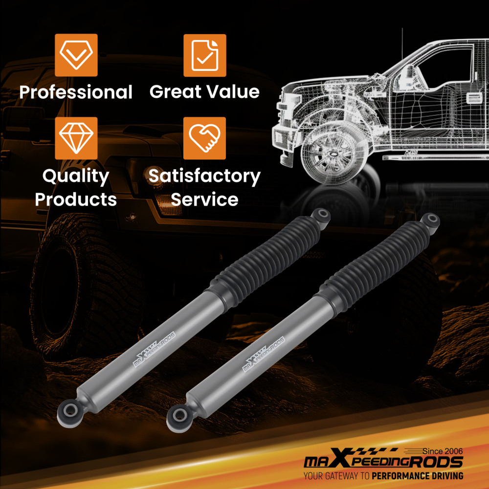 18mm Rod Rear Shock Set compatible for Ram 1500 4WD 2011-2018 Lifted 0-3 with Dust Cover