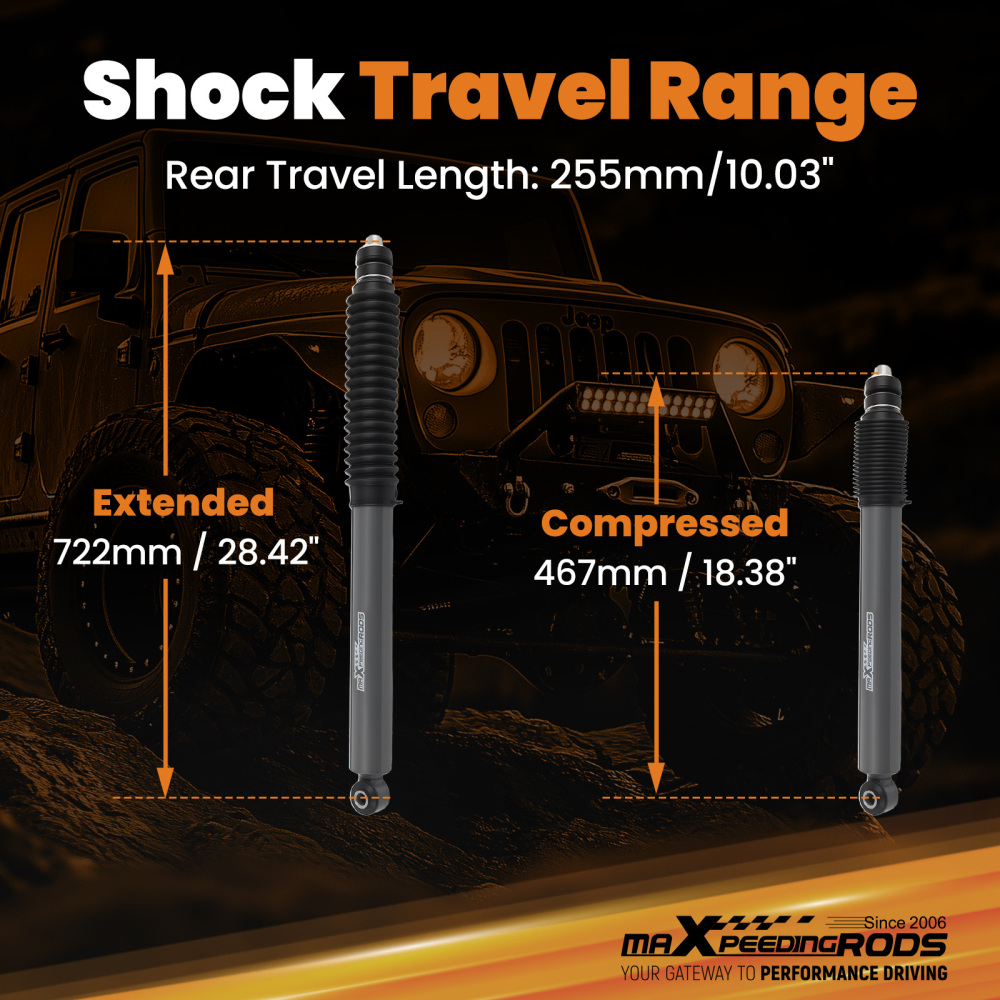 0-4Lift G1 Rear Shock Absorbers compatible for Ram 2500 2WD/4WD 2014-2025 Twin-tube