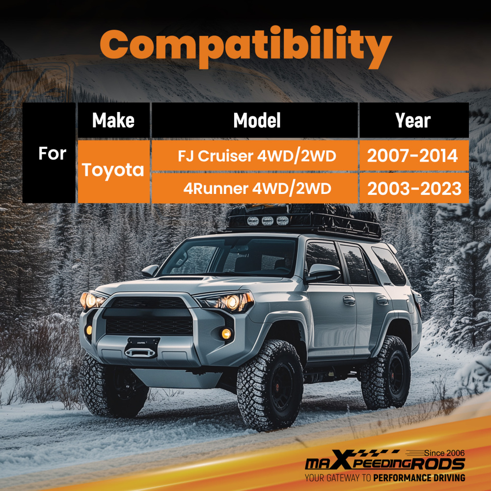 Rear Shock Absorbers Set compatible for Toyota FJ Cruiser 2WD 2007-2014 Lifted 0-3