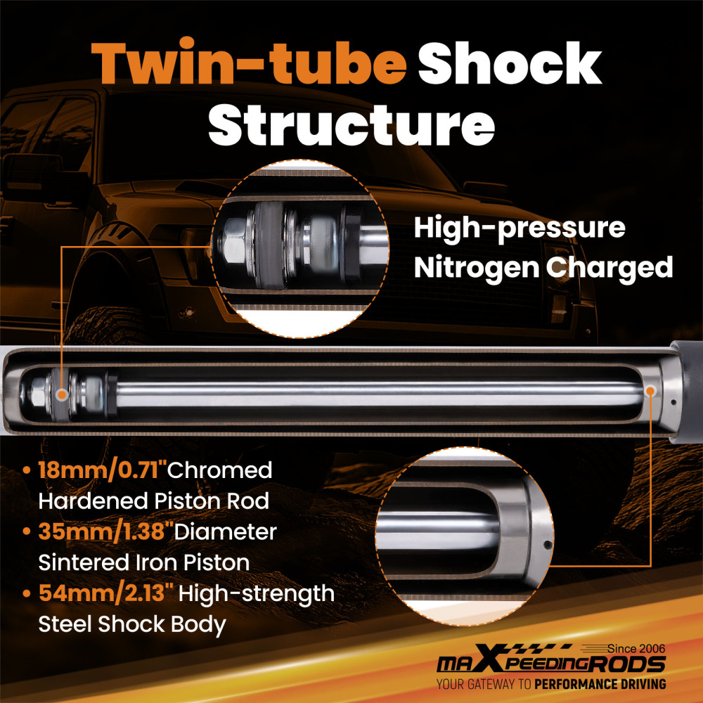 Rear Shock Absorbers Set compatible for Toyota FJ Cruiser 2WD 2007-2014 Lifted 0-3