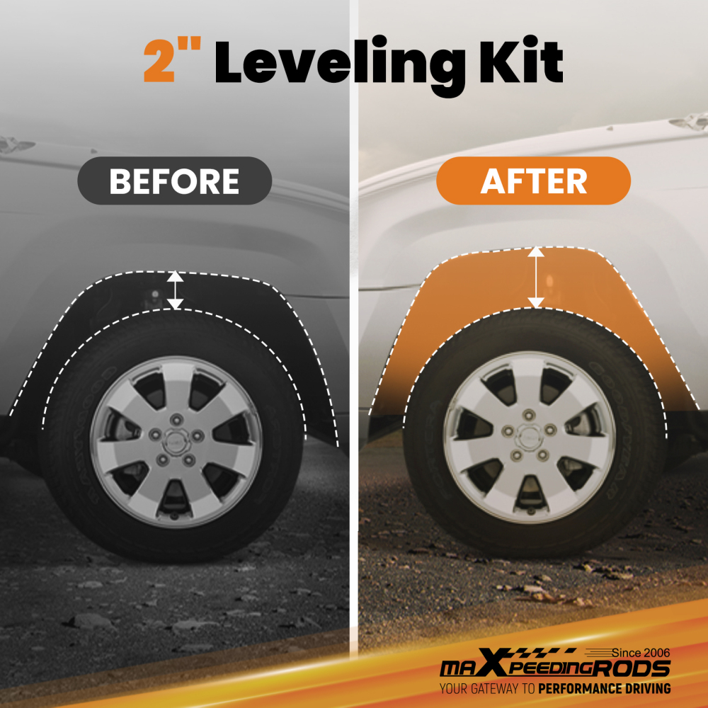 2 Leveling Kit w/Shocks compatible for Chevy Avalanche compatible for Suburban 1500 compatible for Tahoe GMC Yukon 00-06