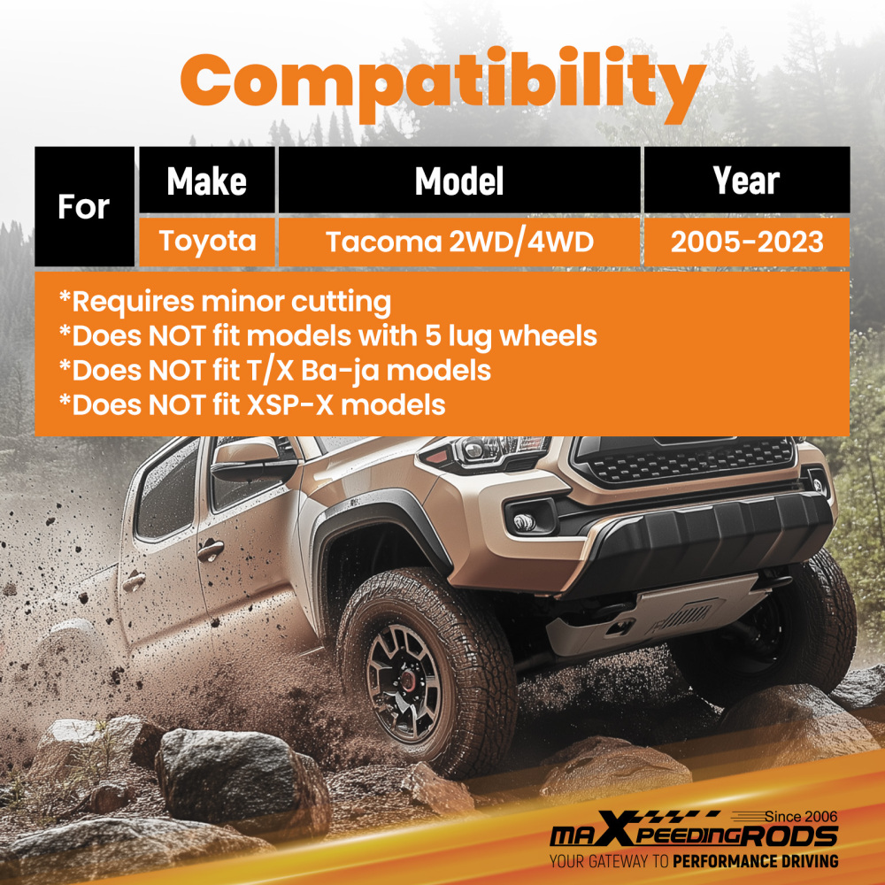 3 Inch Front 2 Inch Rear Lift Shock Kit compatible for Toyota Tacoma 05-23 2WD 4WD