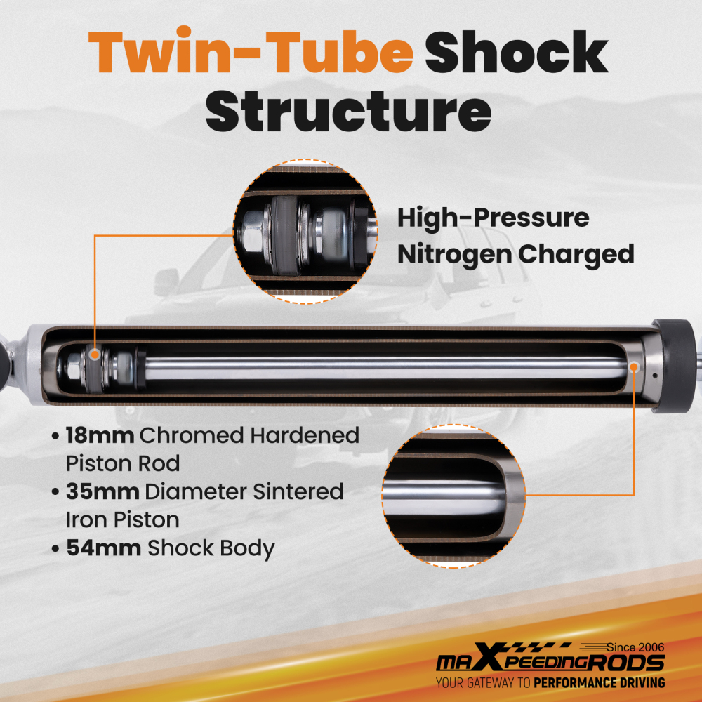 3 Inch Front 2 Inch Rear Lift Shock Kit compatible for Toyota Tacoma 05-23 2WD 4WD