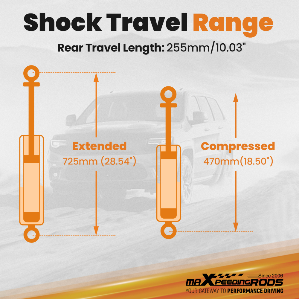 3 Inch Front 2 Inch Rear Lift Shock Kit compatible for Toyota Tacoma 05-23 2WD 4WD