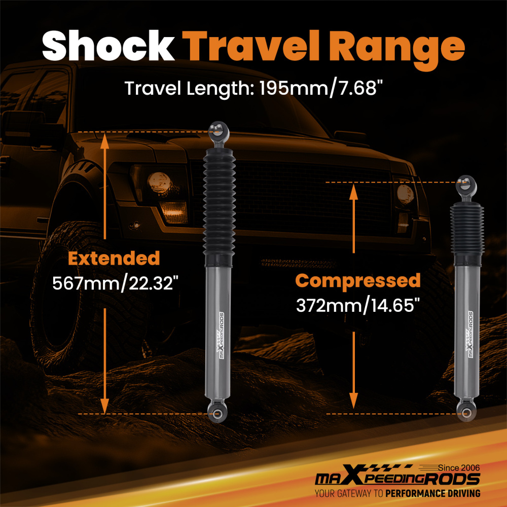 Lifted 0-3 Rear Shocks Absorbers compatible for Jeep Wrangler 1997-2006 4WD w/Dust cover