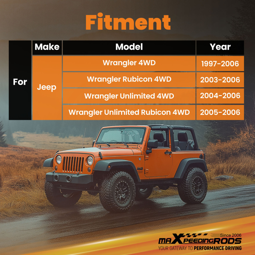 Off-Road Suspension Shocks compatible for Jeep Wrangler 4WD 1997-2006 3.5-6