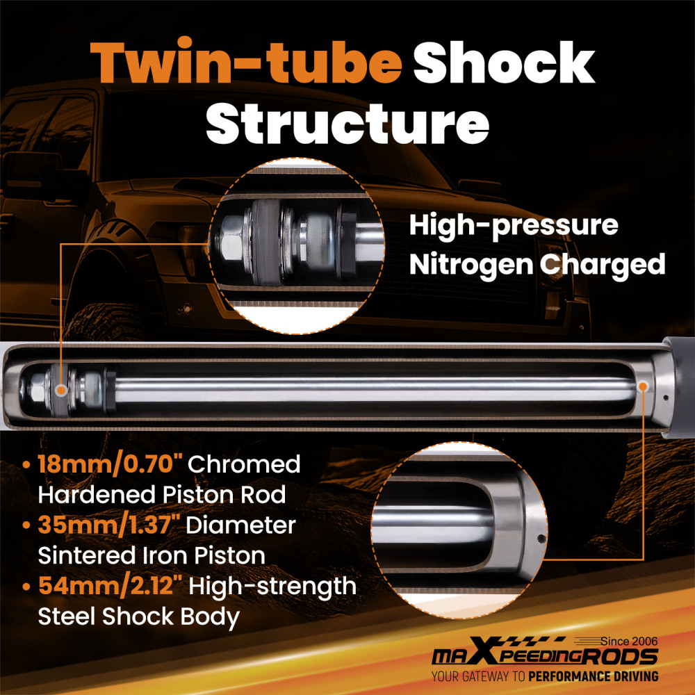 3.5-4.5 Lift Front Shock Absorbers compatible for Jeep Wrangler/Cherokee 84-06 Steel