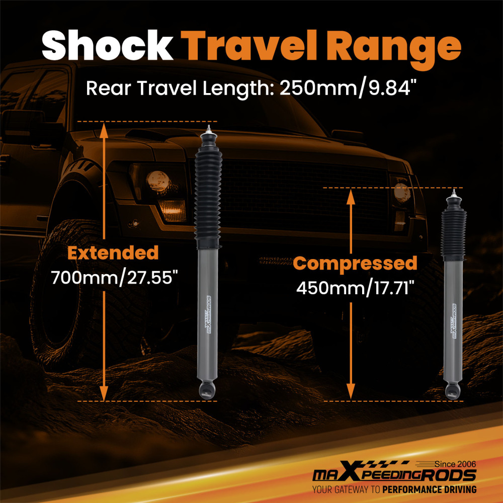 3.5-4.5 Lift Front Shock Absorbers compatible for Jeep Wrangler/Cherokee 84-06 Steel