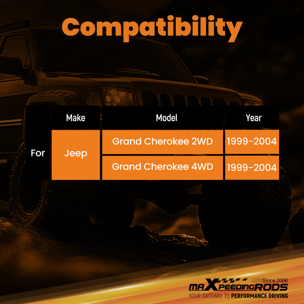 Rear Shock Absorbers compatible for Jeep Grand Cherokee 1999-04 With 0-2.5 Lift Kit