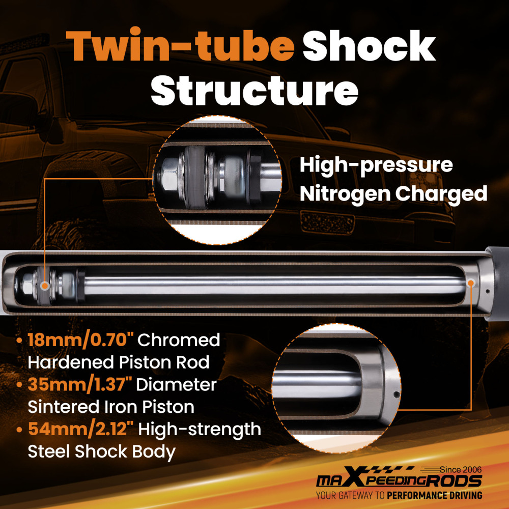 Rear Shock Absorbers compatible for Jeep Grand Cherokee 1999-04 With 0-2.5 Lift Kit