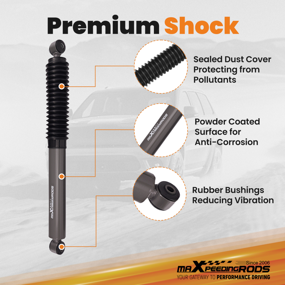 2 Lift Kit w/ Shocks Absorbers compatibile per Jeep Grand Cherokee WJ 4WD 1999-2004