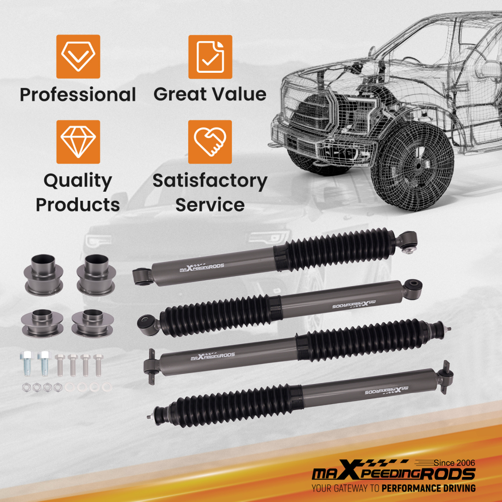 2 Lift Kit w/ Shocks Absorbers compatibile per Jeep Grand Cherokee WJ 4WD 1999-2004