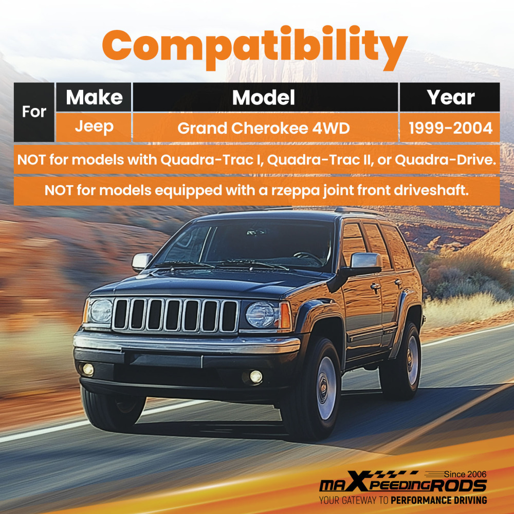 2 Lift Kit w/ Shocks Absorbers compatibile per Jeep Grand Cherokee WJ 4WD 1999-2004