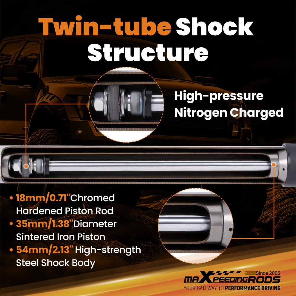 Premium Rear Shock Absorbers compatible for Jeep Cherokee 4WD/RWD 84-01 4.5-6 Inch Lift