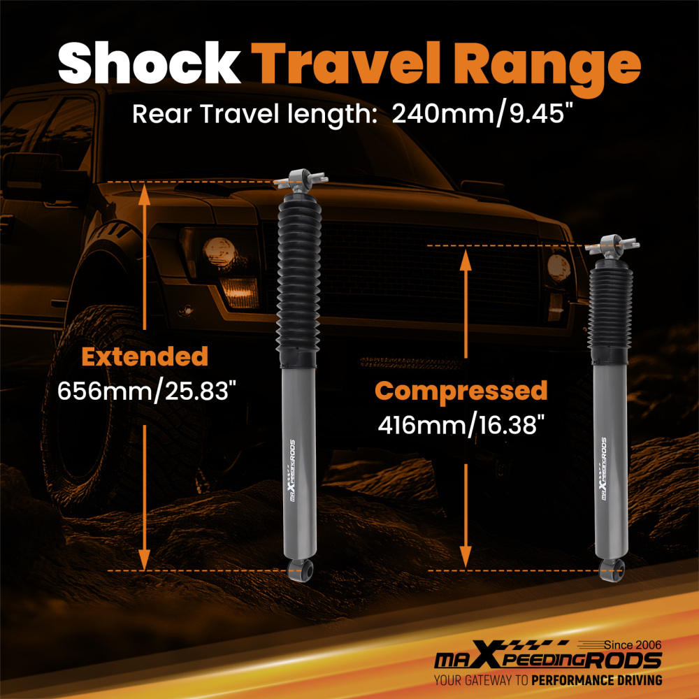 Premium Rear Shock Absorbers compatible for Jeep Cherokee 4WD/RWD 84-01 4.5-6 Inch Lift