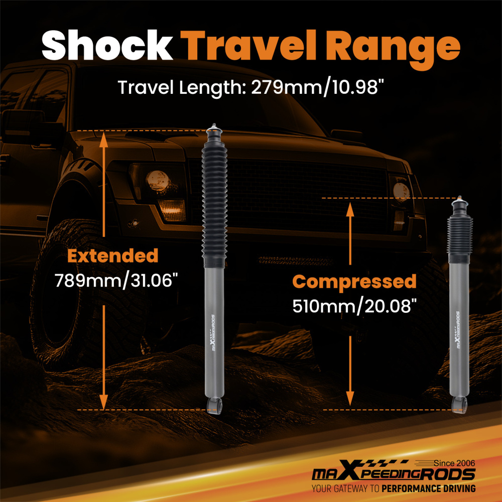 Twin-Tube Front Lift Shocks 3.5-6 Kit compatible for Jeep Wrangler YJ 4WD 1987-1995 2PC