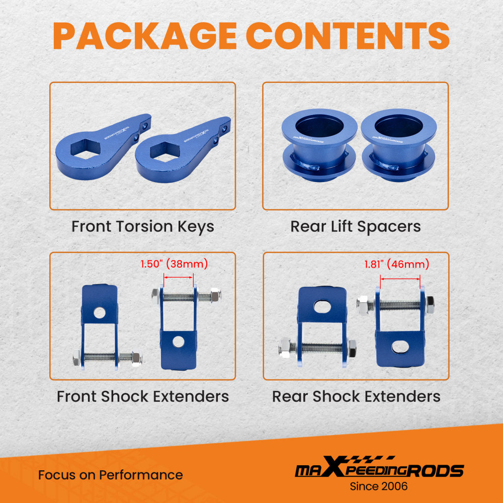 Kit elevación completa delantero 1-3 trasero 2 compatible para Chevy Tahoe 2000-2006 2WD