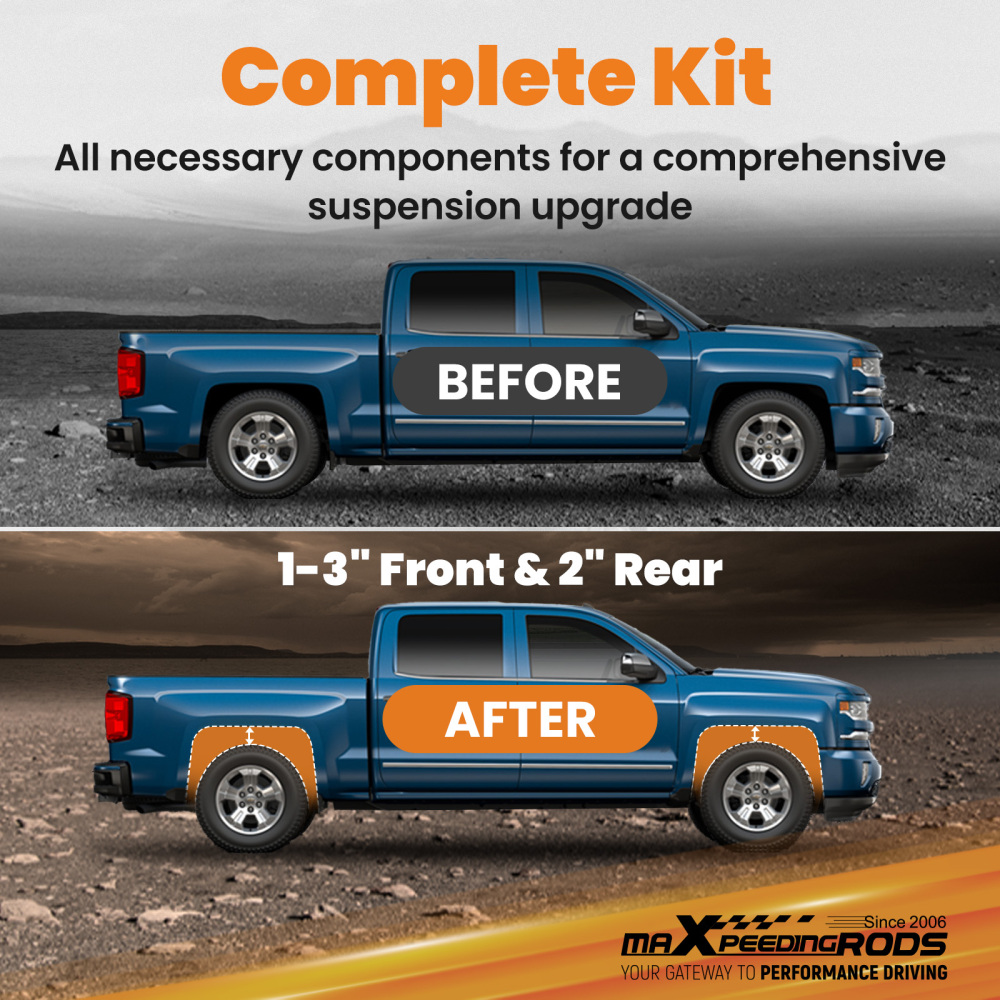 Kit elevación completa delantero 1-3 trasero 2 compatible para Chevy Tahoe 2000-2006 2WD