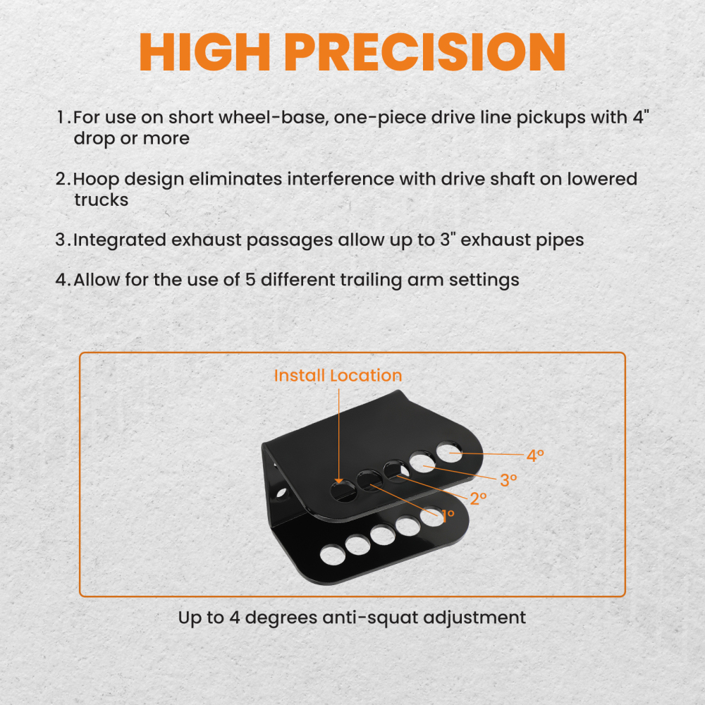 Trailing Arm Cross Member Anti Squat Brackets Rear compatible for Chevy C10 compatible for GMC C15 1967-72