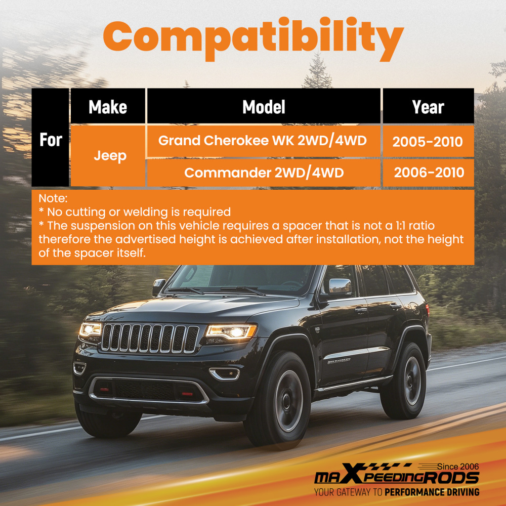 Compatible for Jeep Grand Cherokee WK compatible for Commander 3 inch Strut Lift Level Kit 2005-2010
