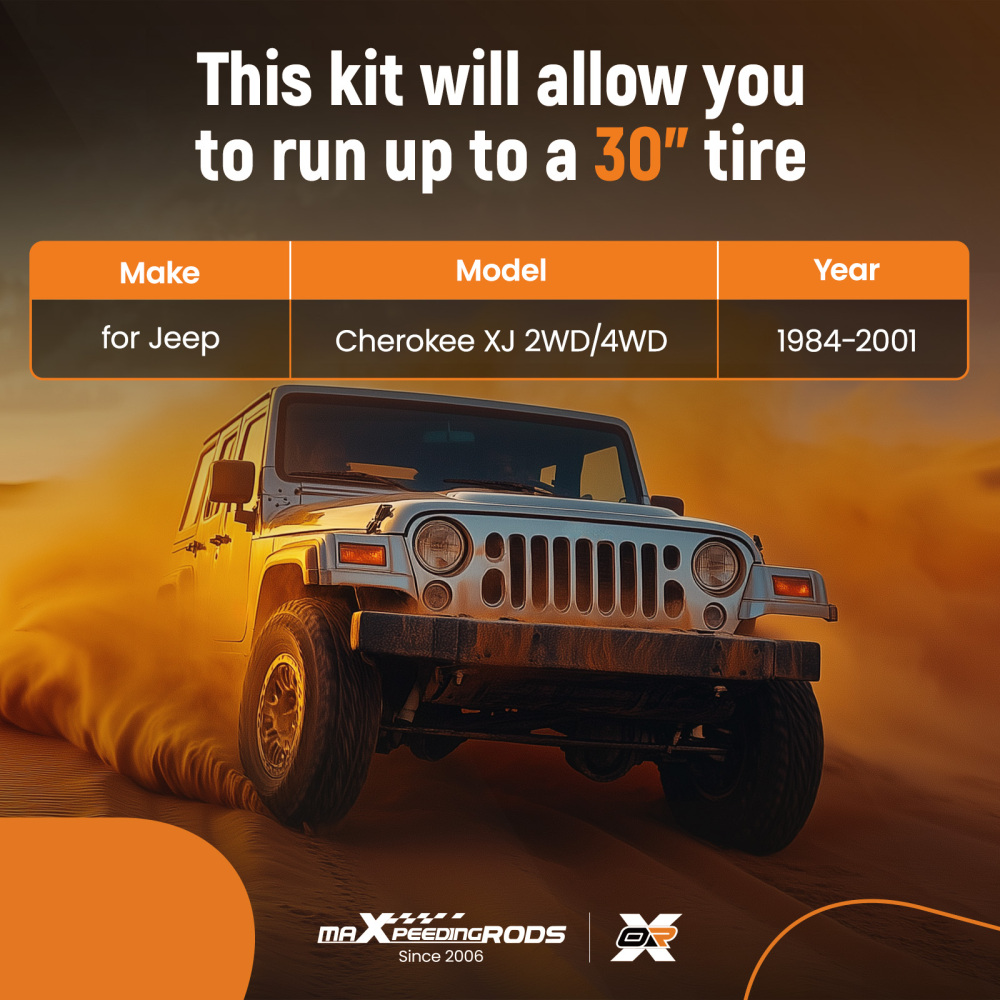 Compatible for Jeep Cherokee XJ 84-01 3 inch Front +2 inch Rear Level Lift Kit and Transfer compatible for Case Drop