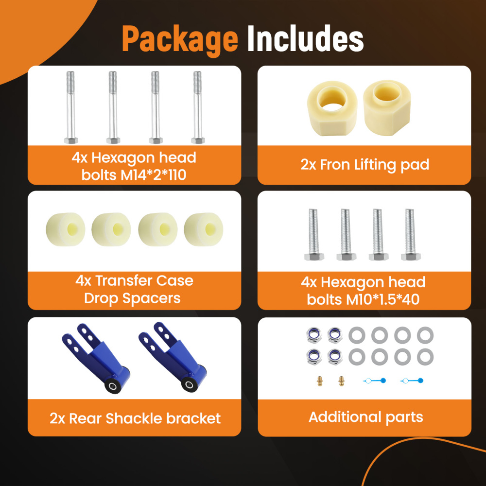 Compatible for Jeep Cherokee XJ 84-01 3 inch Front +2 inch Rear Level Lift Kit and Transfer compatible for Case Drop