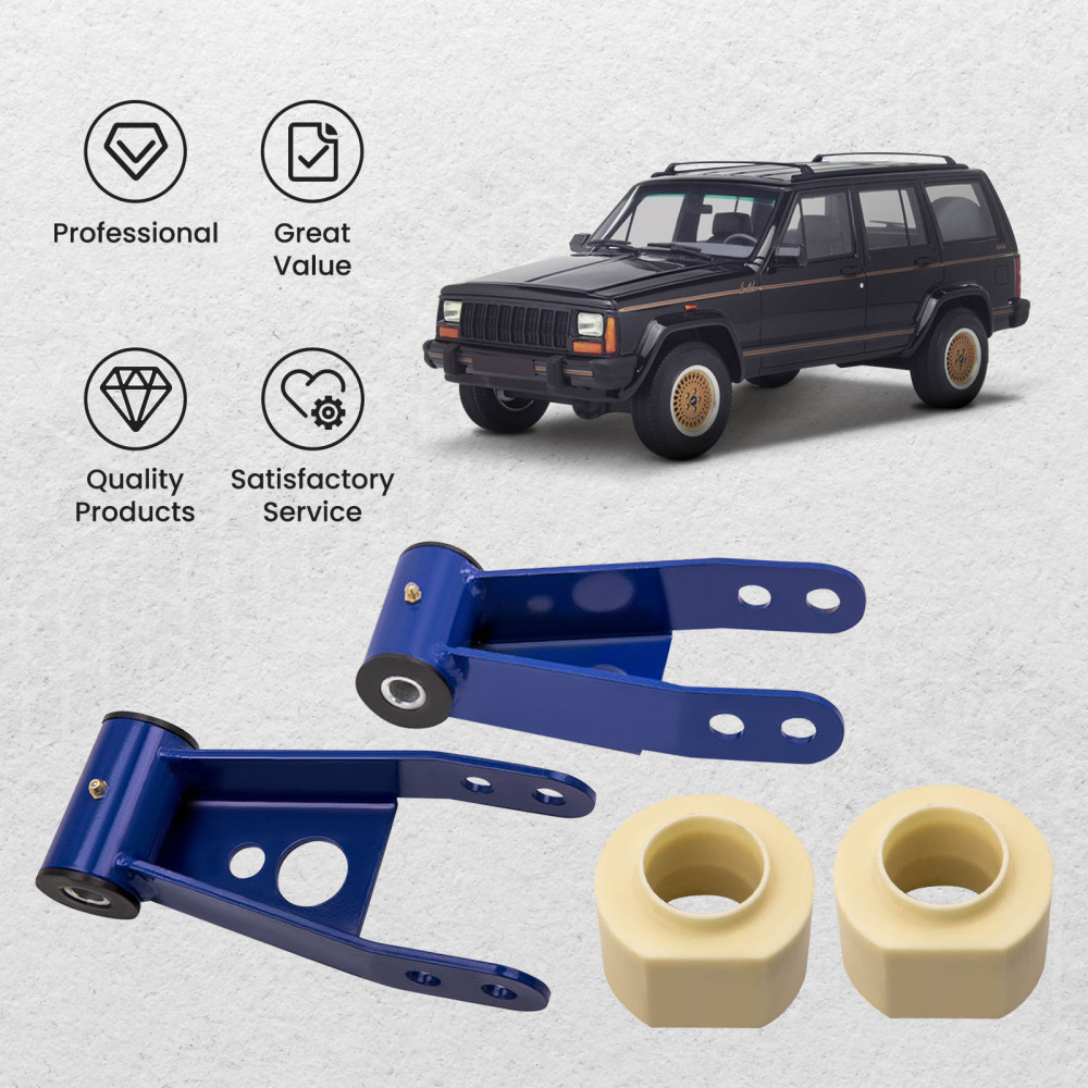 Lift Kit Front 3inch Coil Spacer Rear 2inch Shackles compatible for Jeep Cherokee XJ 84-01